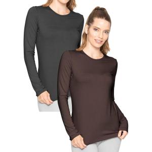 imageWomens Oh So Soft Pullover Long Sleeve Top  2 Pack  Base Layer Small to 3XBlack  Brown
