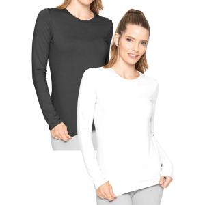 imageWomens Oh So Soft Pullover Long Sleeve Top  2 Pack  Base Layer Small to 3XBlack  White