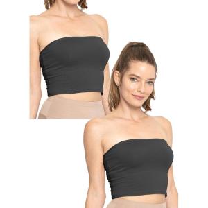 imageWomens Regular and Plus Size Crop Tube Top  Sizes Small  5X  Made in The USABlack 2 Pack