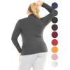 imageSTRETCH IS COMFORT Womens and Plus Oh So Soft Long Sleeve Mock Turtleneck Top Regular and Relaxed Fit Everyday Wear XS5XLCharcoal Gray