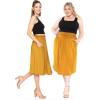 imageSTRETCH IS COMFORT Womens and Plus Size Casual Ruched Below Knee Length Midi Skirt with PocketsMustard Yellow