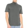 imageSTRETCH IS COMFORT Mens Oh So Soft Luxe Mock Neck Turtleneck Sleeveless and Short Sleeve Shirt Casual Pullover Top  S5XCharcoal Gray
