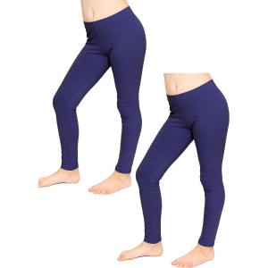 imageSTRETCH IS COMFORT Girls 2 Pack Cotton Footless Leggings  Stretchy  Size 214Navy Blue