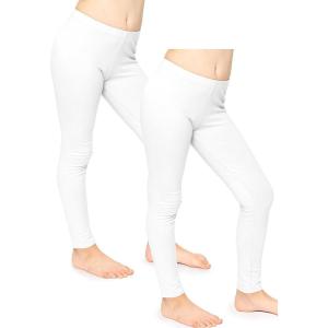 imageSTRETCH IS COMFORT Girls 2 Pack Cotton Footless Leggings  Stretchy  Size 214White