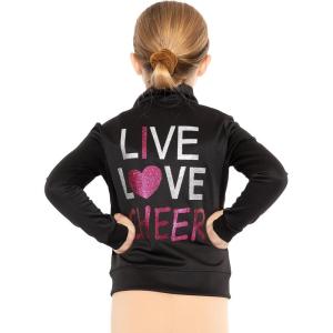 imageSTRETCH IS COMFORT Girls Glitter  Cheer  Jacket Mock Neck  Youth Size 416Black