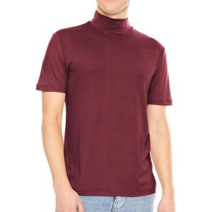 imageSTRETCH IS COMFORT Mens Oh So Soft Luxe Mock Neck Turtleneck Sleeveless and Short Sleeve Shirt Casual Pullover Top  S5XBurgundy