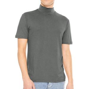 imageSTRETCH IS COMFORT Mens Oh So Soft Luxe Mock Neck Turtleneck Sleeveless and Short Sleeve Shirt Casual Pullover Top  S5XCharcoal Gray