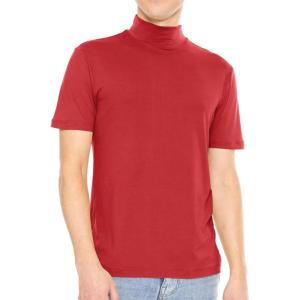 imageSTRETCH IS COMFORT Mens Oh So Soft Luxe Mock Neck Turtleneck Sleeveless and Short Sleeve Shirt Casual Pullover Top  S5XRed