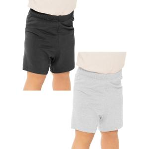 imageSTRETCH IS COMFORT Toddler Infant Play Shorts Made in USA  2 Pack  324monthsBlack  Heather Gray