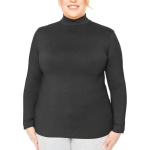 imageSTRETCH IS COMFORT Womens and Plus Oh So Soft Long Sleeve Mock Turtleneck Top Regular and Relaxed Fit Everyday Wear XS5XLBlack