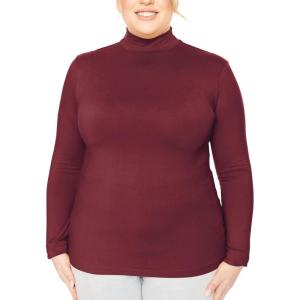 imageSTRETCH IS COMFORT Womens and Plus Oh So Soft Long Sleeve Mock Turtleneck Top Regular and Relaxed Fit Everyday Wear XS5XLBurgundy