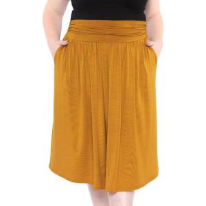 imageSTRETCH IS COMFORT Womens and Plus Size Casual Ruched Below Knee Length Midi Skirt with PocketsMustard Yellow