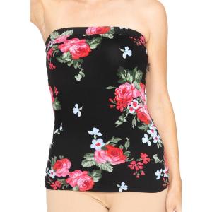 imageSTRETCH IS COMFORT Womens ampamp Plus Mid and Long Length Tube Top  X Small  5XMulti Floral Black