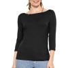 imageSTRETCH IS COMFORT Womens and Plus Oh So Soft  and Long Sleeve Boat Neck TopBlack