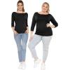 imageSTRETCH IS COMFORT Womens and Plus Oh So Soft  and Long Sleeve Boat Neck TopBlack