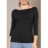 imageSTRETCH IS COMFORT Womens and Plus Oh So Soft  and Long Sleeve Boat Neck TopBlack