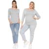 imageSTRETCH IS COMFORT Womens and Plus Oh So Soft  and Long Sleeve Boat Neck TopHeather Gray