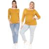imageSTRETCH IS COMFORT Womens and Plus Oh So Soft  and Long Sleeve Boat Neck TopMustard Yellow