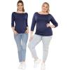 imageSTRETCH IS COMFORT Womens and Plus Oh So Soft  and Long Sleeve Boat Neck TopNavy Blue