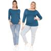 imageSTRETCH IS COMFORT Womens and Plus Oh So Soft  and Long Sleeve Boat Neck TopTeal