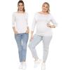 imageSTRETCH IS COMFORT Womens and Plus Oh So Soft  and Long Sleeve Boat Neck TopWhite