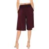 imageWomens Stretch Rayon Cropped Gaucho and Long Gaucho Pants with Pockets  Small5XBurgundy