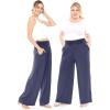 imageWomens Stretch Rayon Cropped Gaucho and Long Gaucho Pants with Pockets  Small5XNavy Blue