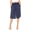 imageWomens Stretch Rayon Cropped Gaucho and Long Gaucho Pants with Pockets  Small5XNavy Blue
