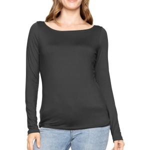 imageSTRETCH IS COMFORT Womens and Plus Oh So Soft  and Long Sleeve Boat Neck TopBlack