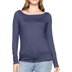 imageSTRETCH IS COMFORT Womens and Plus Oh So Soft  and Long Sleeve Boat Neck TopNavy Blue