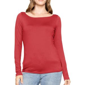 imageSTRETCH IS COMFORT Womens and Plus Oh So Soft  and Long Sleeve Boat Neck TopRed