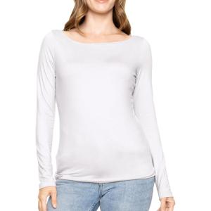 imageSTRETCH IS COMFORT Womens and Plus Oh So Soft  and Long Sleeve Boat Neck TopWhite