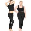 imageSTRETCH IS COMFORT Womens and Plus Teamwear Foldover Knee Length and Full Length Cotton Yoga LeggingsBlack