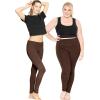 imageSTRETCH IS COMFORT Womens and Plus Teamwear Foldover Knee Length and Full Length Cotton Yoga LeggingsBrown