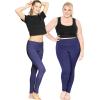 imageSTRETCH IS COMFORT Womens and Plus Teamwear Foldover Knee Length and Full Length Cotton Yoga LeggingsNavy Blue