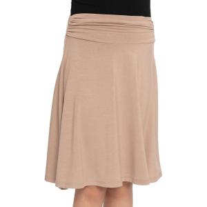 imageSTRETCH IS COMFORT Premium Stretch Youth Girls Knee Length Flowy Ruched Waistband SkirtBeige