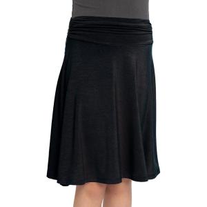 imageSTRETCH IS COMFORT Premium Stretch Youth Girls Knee Length Flowy Ruched Waistband SkirtBlack