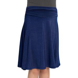 imageSTRETCH IS COMFORT Premium Stretch Youth Girls Knee Length Flowy Ruched Waistband SkirtNavy Blue