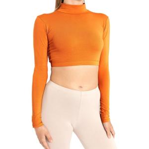 imageWomens Long Sleeve Mock Neck Sports Crop Top  XSmall  3X  Made in The USA