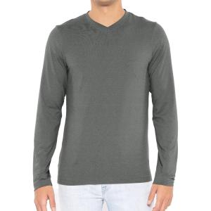 imageSTRETCH IS COMFORT Mens Oh So Soft Luxe Long Sleeve V Neck ShirtCharcoal Gray