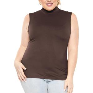 imageSTRETCH IS COMFORT Womens Plus Oh So Soft Sleeveless Mock Neck Top  Perfectly Stylish Cozy Essential for Everyday XS5XLBrown