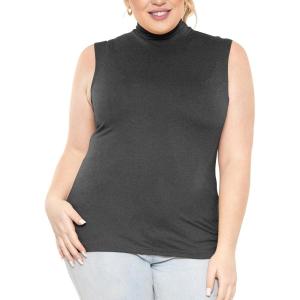 imageSTRETCH IS COMFORT Womens Plus Oh So Soft Sleeveless Mock Neck Top  Perfectly Stylish Cozy Essential for Everyday XS5XLCharcoal Gray