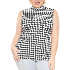 imageSTRETCH IS COMFORT Womens Plus Oh So Soft Sleeveless Mock Neck Top  Perfectly Stylish Cozy Essential for Everyday XS5XLHoundstooth
