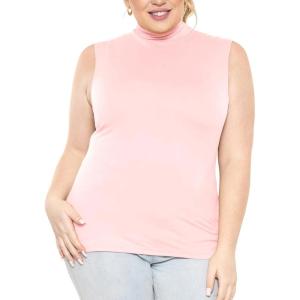 imageSTRETCH IS COMFORT Womens Plus Oh So Soft Sleeveless Mock Neck Top  Perfectly Stylish Cozy Essential for Everyday XS5XLLight Pink