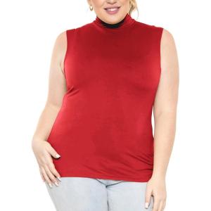 imageSTRETCH IS COMFORT Womens Plus Oh So Soft Sleeveless Mock Neck Top  Perfectly Stylish Cozy Essential for Everyday XS5XLRed