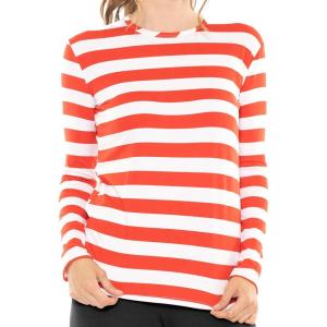 imageSTRETCH IS COMFORT Womens and Plus Oh So Soft Long Sleeve Crew Neck Top  Small  3XRed White Stripes