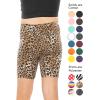 imageSTRETCH IS COMFORT Girls Cotton Biker Shorts and Cartwheel Shorts  Two Lengths to Choose from  Size 414Brown Cheetah