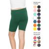 imageSTRETCH IS COMFORT Girls Cotton Biker Shorts and Cartwheel Shorts  Two Lengths to Choose from  Size 414Hunter Green