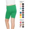 imageSTRETCH IS COMFORT Girls Cotton Biker Shorts and Cartwheel Shorts  Two Lengths to Choose from  Size 414Kelly Green