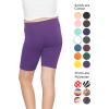 imageSTRETCH IS COMFORT Girls Cotton Biker Shorts and Cartwheel Shorts  Two Lengths to Choose from  Size 414Purple